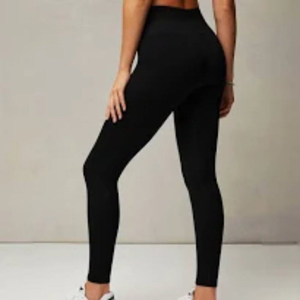 NAKED WARDROBE NEW BLACK RIBBED LEGGINGS SIZE SMALL 1236